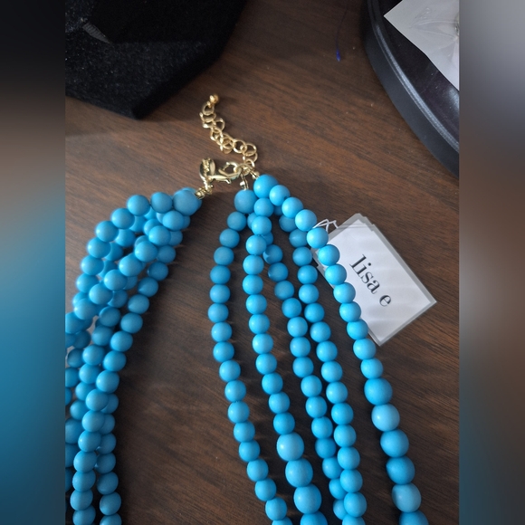 Lisa e blue beaded 5 strand statement necklace - Picture 3 of 6